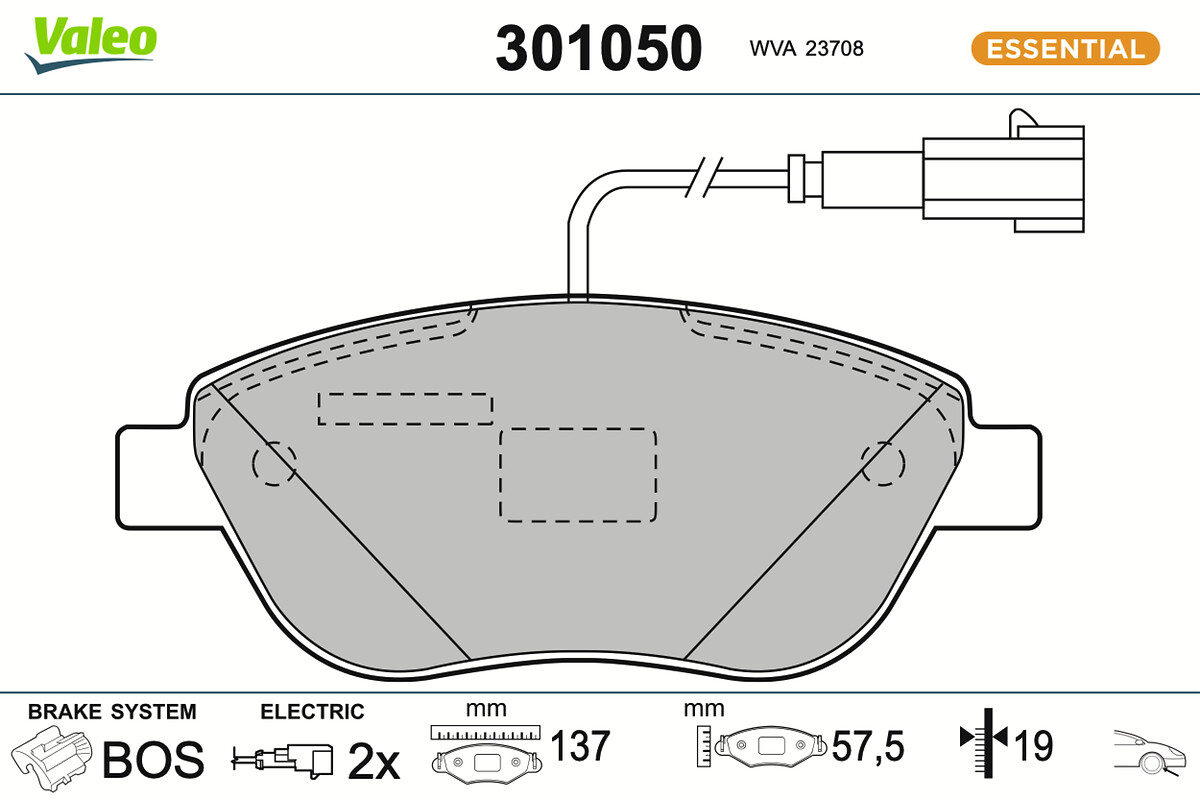 Jeu de 4 plaquettes de frein VALEO ref. 301050